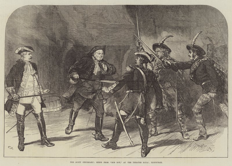 Scott Centenary, scena z Roba Boya, Theatre Royal w Edynburgu autorstwa Sir John Charles Robinson