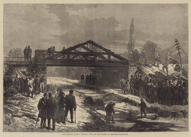 Okropny wypadek kolejowy, scena wypadku w Shipton-on-Cherwell autorstwa Sir John Charles Robinson