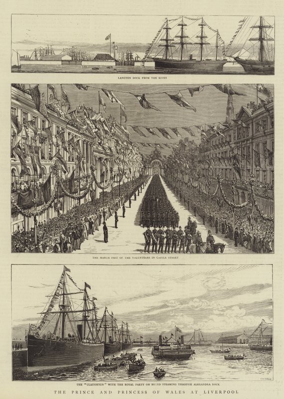 Książę i księżna Walii w Liverpoolu autorstwa Charles William Wyllie