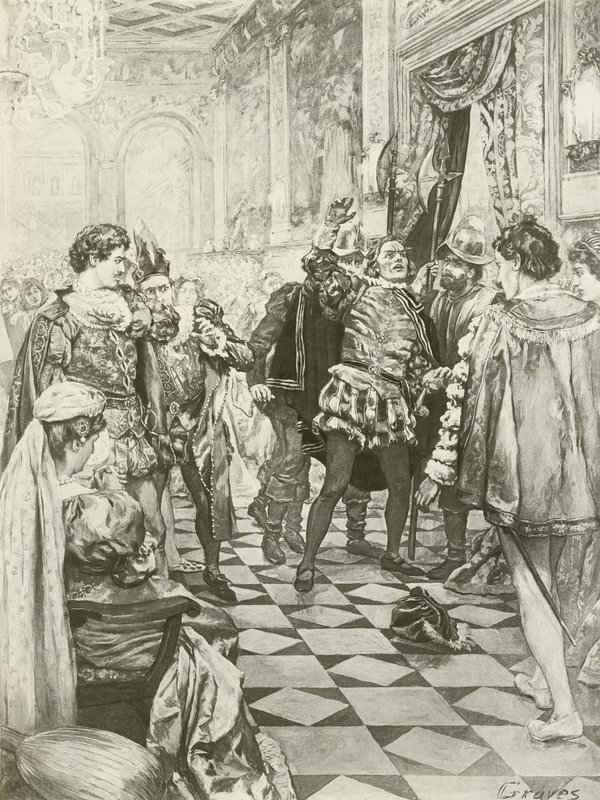 Rigoletto, akt I scena i (wklęsłodruk) autorstwa Charles D. Graves
