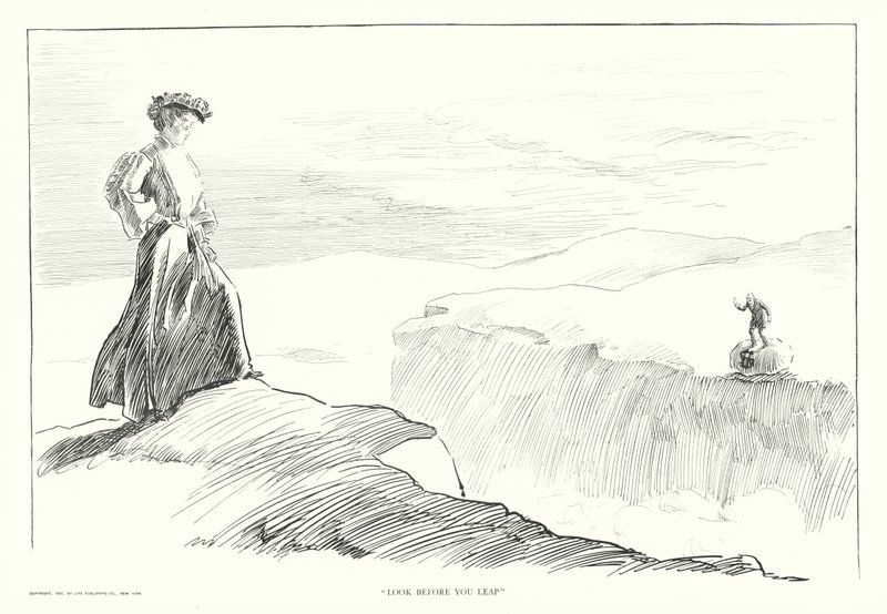 "Look before you Leap" (litografia) autorstwa Charles Dana Gibson