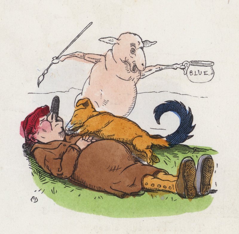 Pasterz leniwy (kolorowy grawerunek) autorstwa Charles Henry (after) Bennett