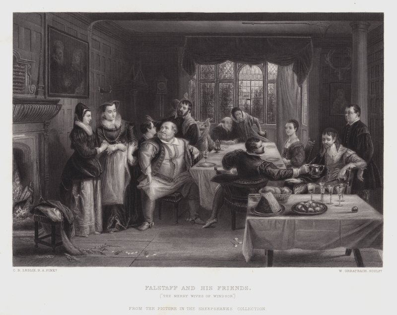 Falstaff i jego przyjaciele (grafika) autorstwa Charles Robert (after) Leslie