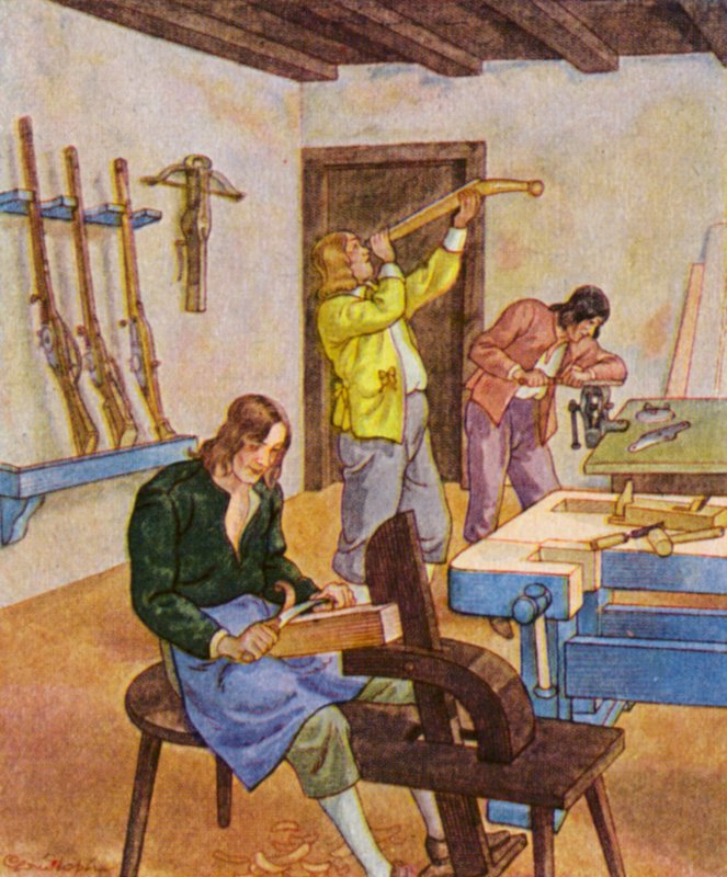 Bushmaker / Buchsenmacher (litografia kolorowa) autorstwa Christophe (1856 1945)