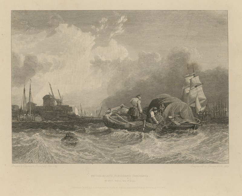 Peter Boats rybacy pogłębiający wody w pobliżu Millwall autorstwa Clarkson Frederick Stanfield