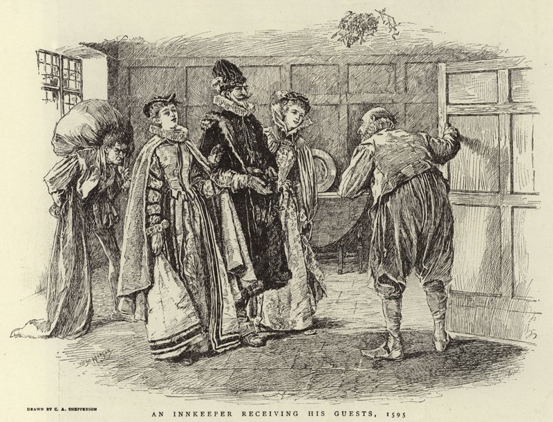 Karczmarz przyjmujący gości, 1595 autorstwa Claude Shepperson