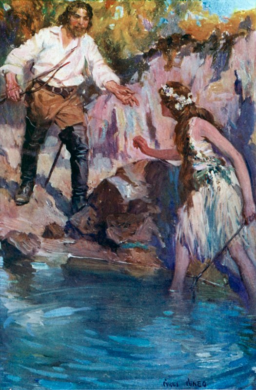 Ilustracja do Westward Ho! autorstwa Cyrus Cuneo