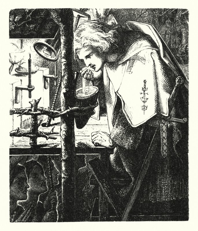 Sir Galahad (Grawerowanie) autorstwa Dante Gabriel (after) Rossetti