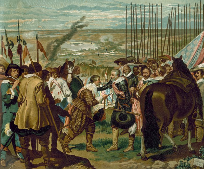 Kapitulacja Bredy, Holandia, 1625 (chromolitho) autorstwa Diego Velázquez