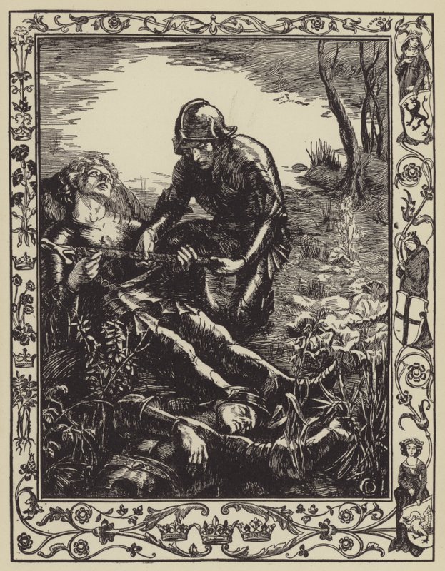 Artur daje Excalibur Sir Bedivere autorstwa Dora Curtis
