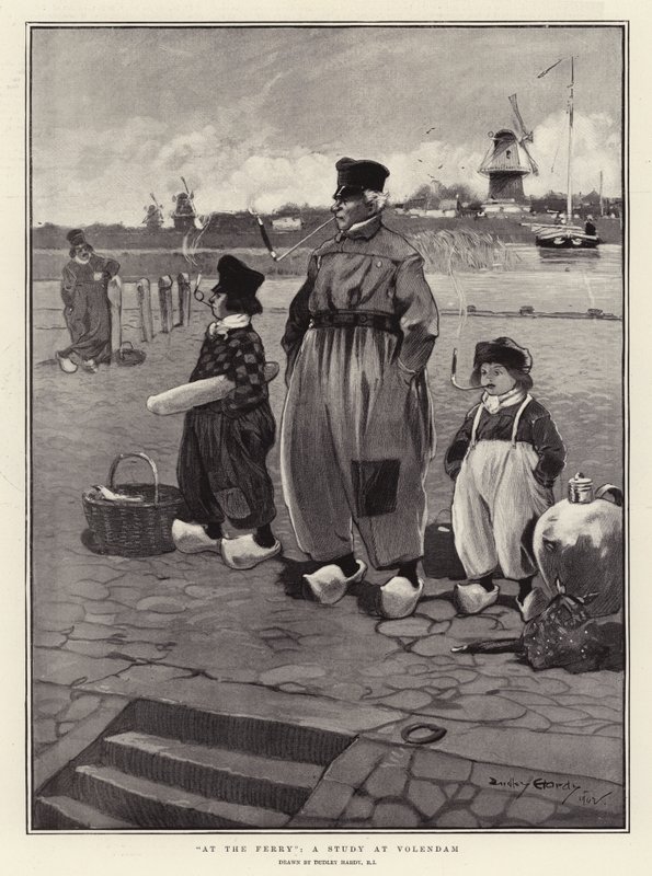Na promie, badanie w Volendam autorstwa Dudley Hardy