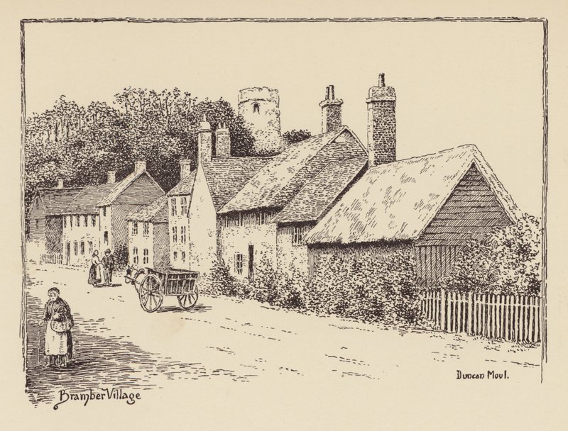 Sussex: Bramber Village (litografia) autorstwa Duncan Moul