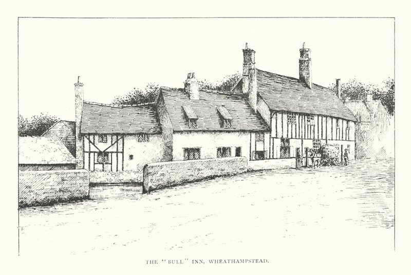 The "Bull" Inn, Wheathampstead (litografia) autorstwa Duncan Moul