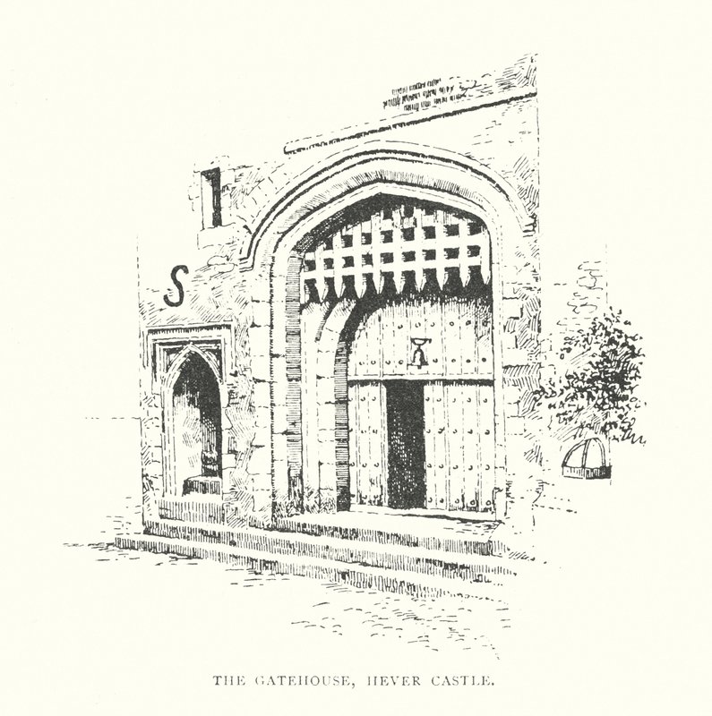 The Gatehouse, zamek Hever (litografia) autorstwa Duncan Moul