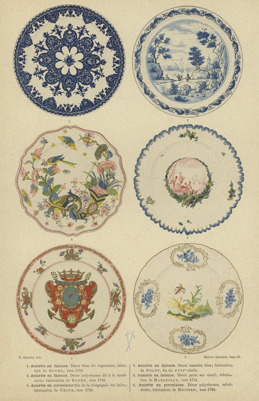 Talerze fajansowe i porcelanowe, XVII i XVIII w. autorstwa E. Garnier
