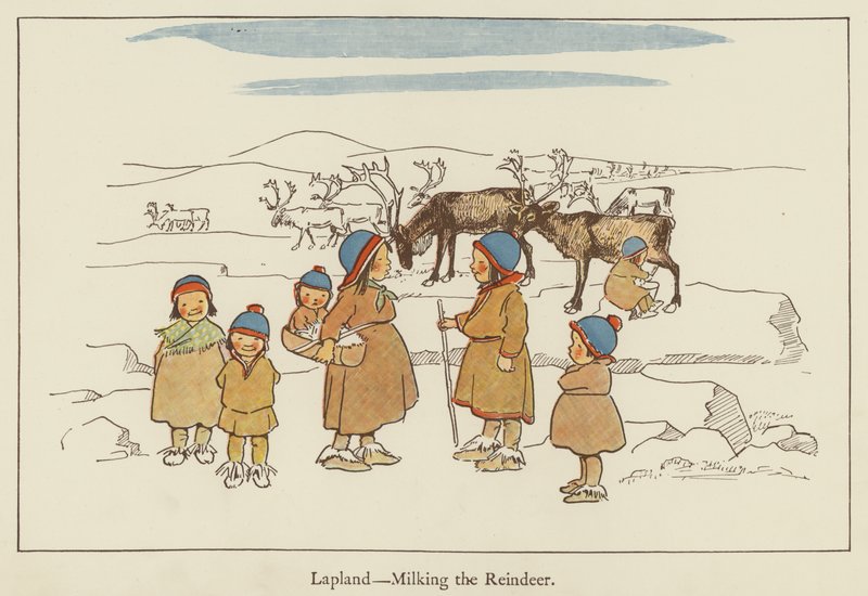 Laponia, dojenie renifera autorstwa Edith Farmiloe