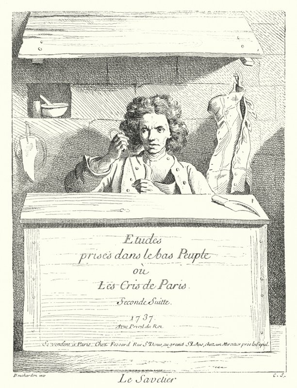 Szewc (grawerunek) autorstwa Edmé (after) Bouchardon