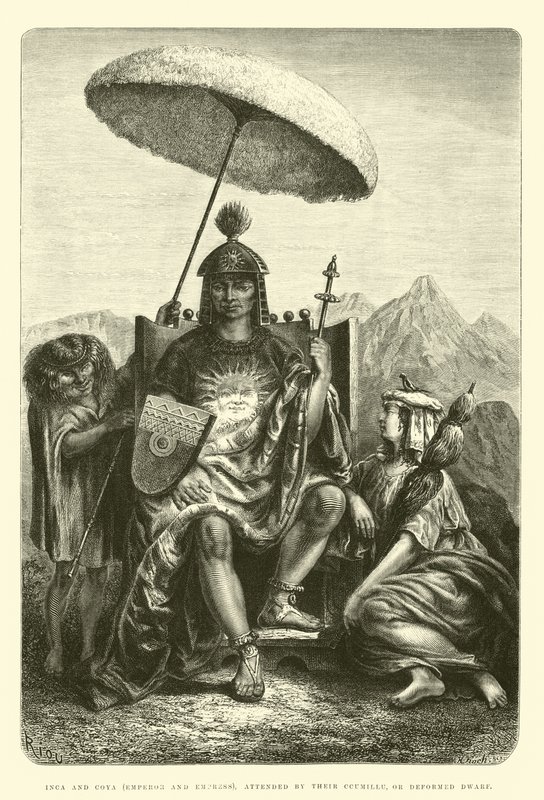 Inca i Coya (Cesarz i Cesarzowa), z udziałem ich Ccumillu, czyli Zdeformowanego Krasnoluda autorstwa Edouard Riou