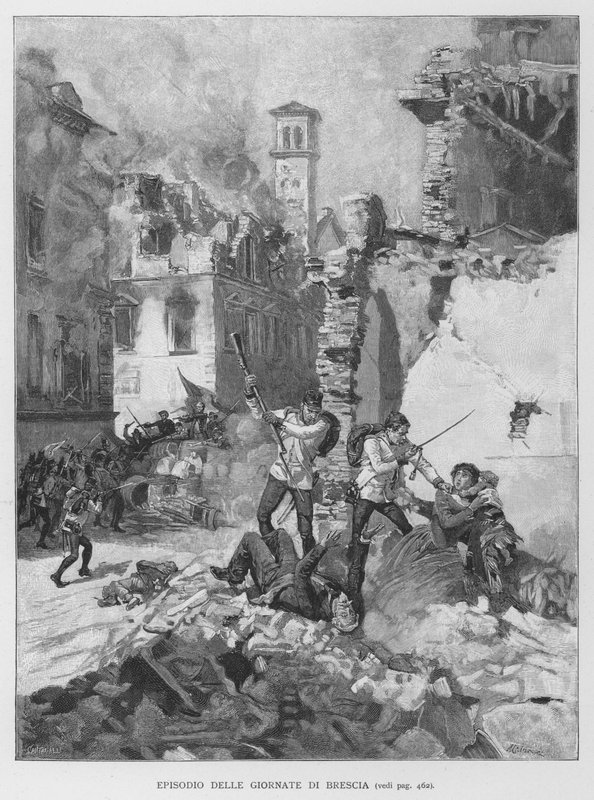 Odcinek z Dni Brescii (rycina) autorstwa Edouardo Matania