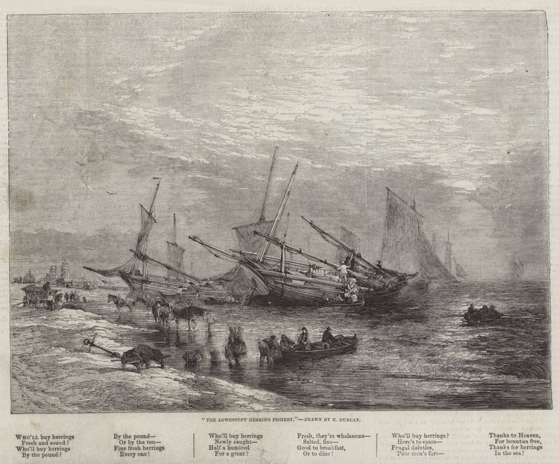 Łowisko śledzia w Lowestoft autorstwa Edward Duncan