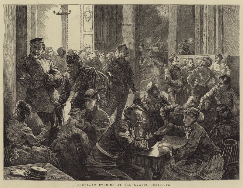 Kluby, Wieczór w Instytucie Gwardii autorstwa Edward Frederick Brewtnall