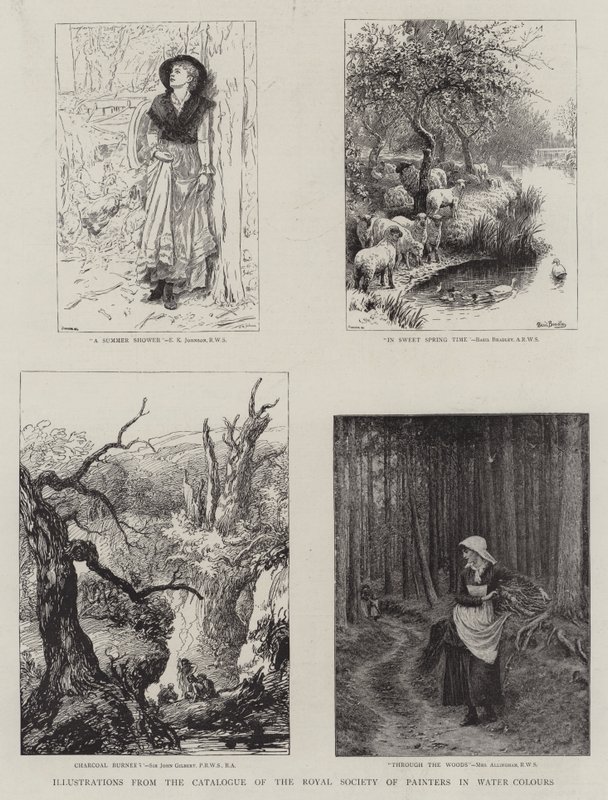 Ilustracje z Katalogu Królewskiego Instytutu Malarstwa Akwarelowego autorstwa Edward Killingworth Johnson