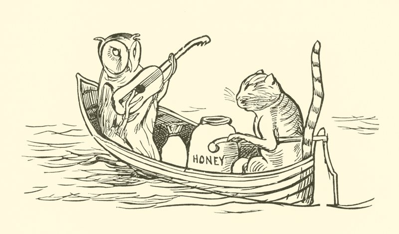 Sowa i kotka (rycina) autorstwa Edward Lear