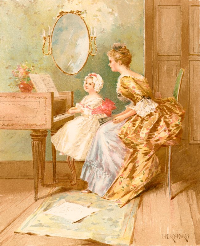 Lekcja klawesynu autorstwa Edward Percy Moran