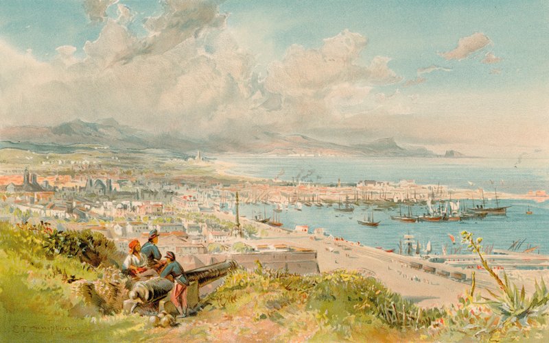 Barcelona, z Montjuich (kolor lito) autorstwa Edward Theodore Compton