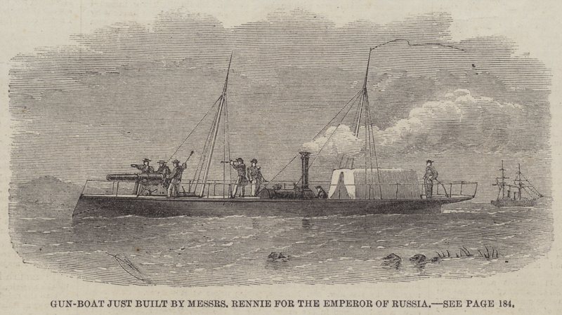 Gun-Boat właśnie zbudowany przez Messers Rennie dla Cesarza Rosji autorstwa Edwin Weedon
