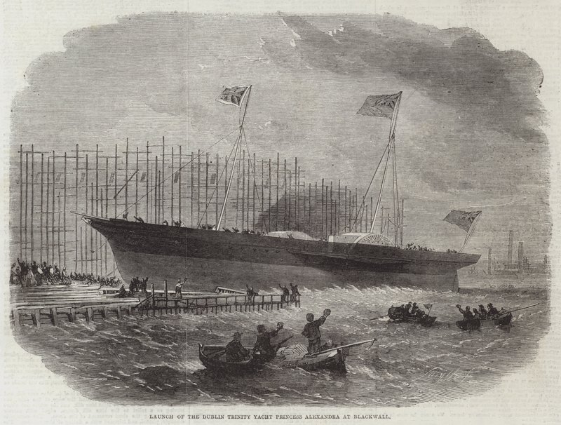 Wodowanie Dublin Trinity Yacht Princess Alexandra w Blackwall autorstwa Edwin Weedon