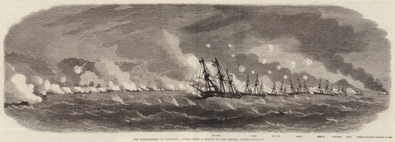 Bombardowanie Kagoshimy, Japonia 1863 autorstwa Edwin Weedon
