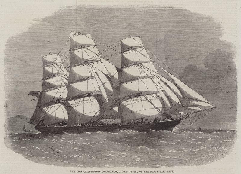 Iron Clipper-Ship Cornwallis, nowy statek linii Black Ball autorstwa Edwin Weedon