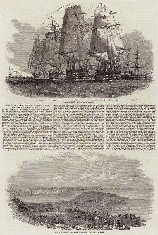 The Late Naval Review, widziany z Bembridge Down, Isle of Wight autorstwa Edwin Weedon