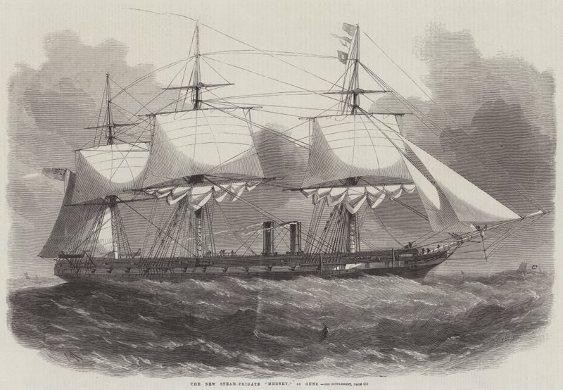 Nowa fregata parowa Mersey, 40 dział. autorstwa Edwin Weedon