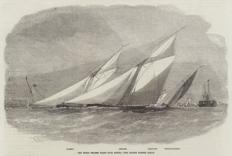 Mecz Royal Thames Yacht Club, jachty mijają Grays autorstwa Edwin Weedon