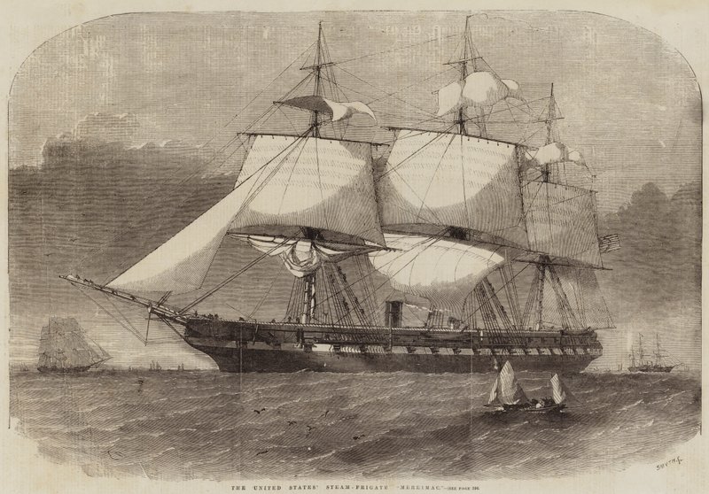 Amerykańska fregata parowa Merrimac autorstwa Edwin Weedon