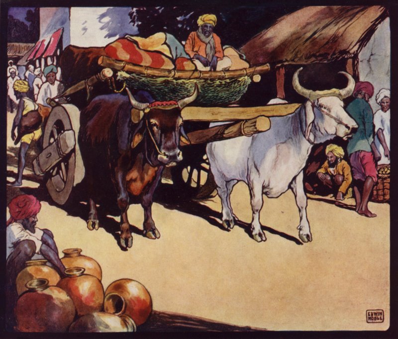 Indian Bullock-Waggon (kolor lito) autorstwa Edwin Noble
