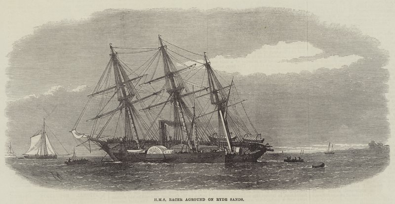 HMS Racer na mieliźnie na Ryde Sands autorstwa Edwin Weedon