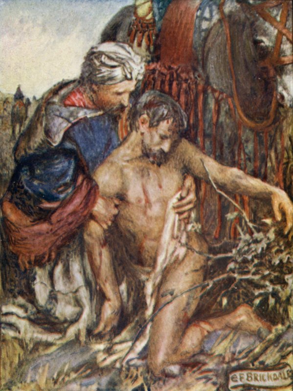 Dobry Samarytanin (kolor lito) autorstwa Eleanor Fortescue Brickdale