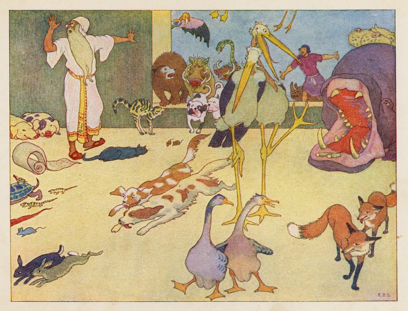 Arka Noego: Zamieszanie (kolorowa litografia) autorstwa Elmer Boyd Smith