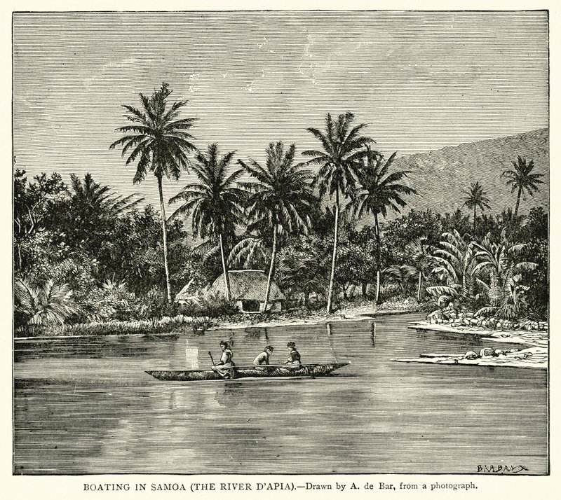 Żeglarstwo na Samoa (rzeka DApia) autorstwa English School