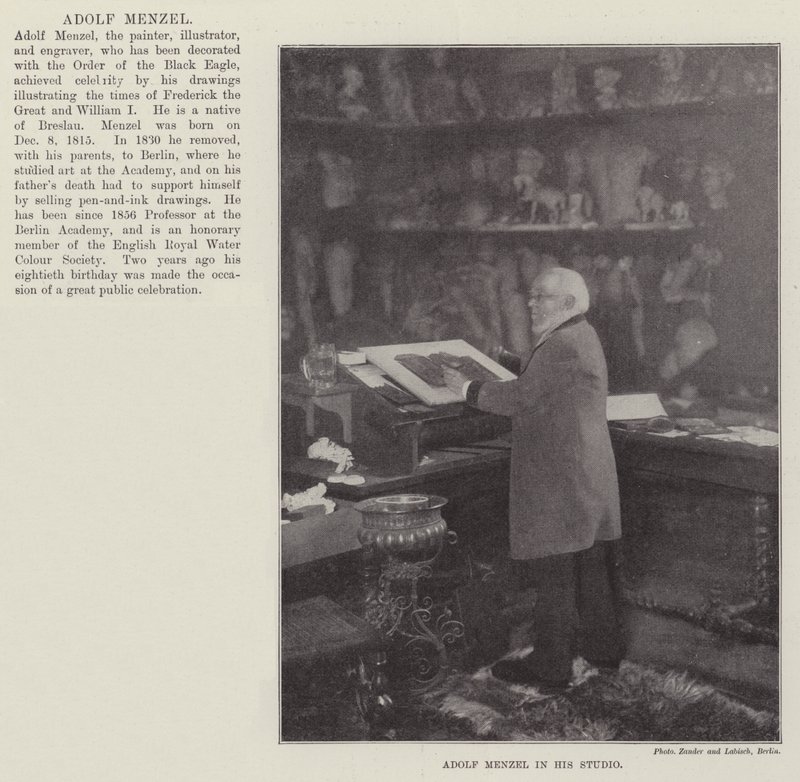 Adolf Menzel w swojej pracowni autorstwa English Photographer