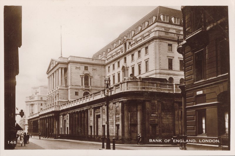 Bank of England, Londyn (zdjęcie czarno-białe) autorstwa English Photographer