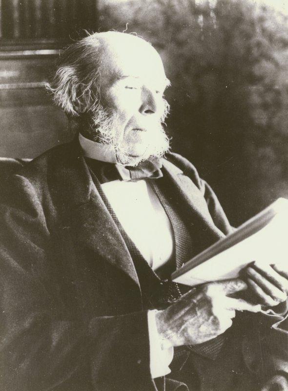 Herbert Spencer, portret, czytanie (zdjęcie czarno-białe) autorstwa English Photographer