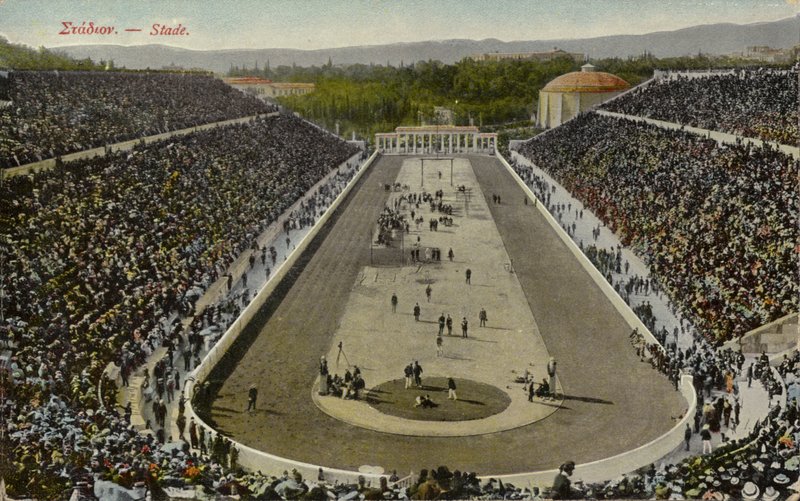 Stadion Olimpijski, Ateny, Grecja (zdjęcie kolorowane) autorstwa English Photographer