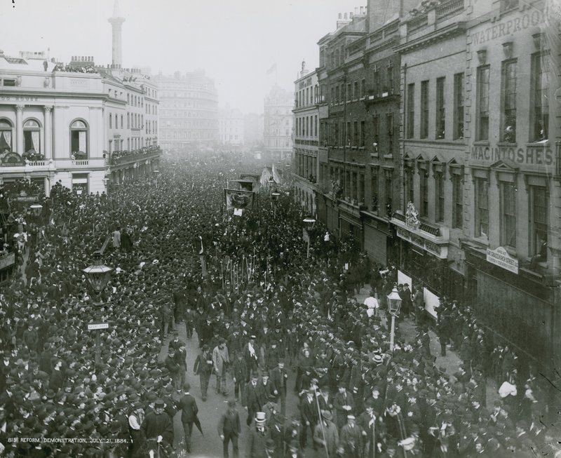 Demonstracja reform, 21 lipca 1884, fotografia autorstwa English Photographer