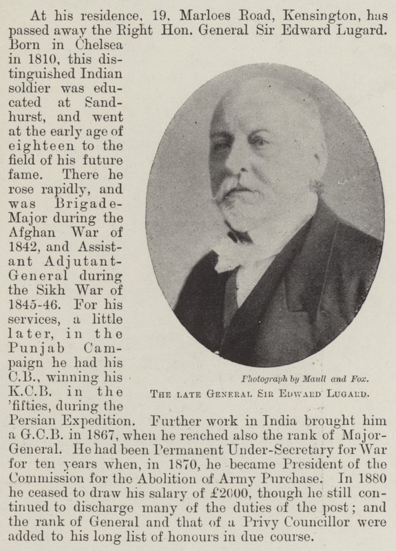 Nieżyjący już generał Sir Edward Lugard autorstwa English Photographer
