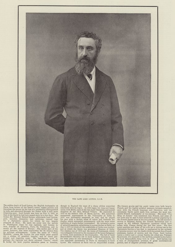 Nieżyjący już Lord Lytton, GCB autorstwa English Photographer