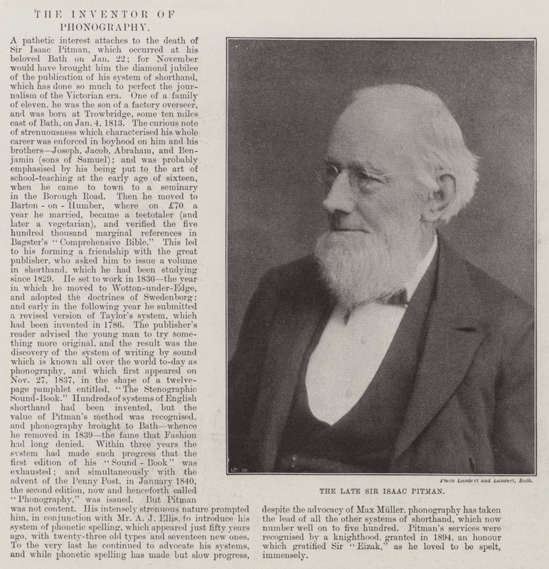 Nieżyjący sir Isaac Pitman autorstwa English Photographer